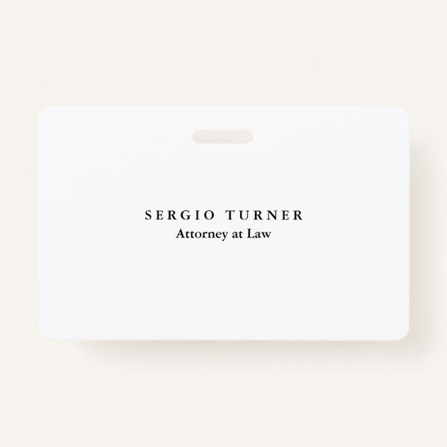 Plain Minimalist Professional Attorney at Law Badge (Front)