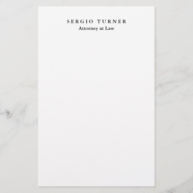 Plain Minimalist Professional Attorney at Law Stationery (Front)