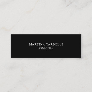 Plain Minimalist Professional Black White Slim Mini Business Card