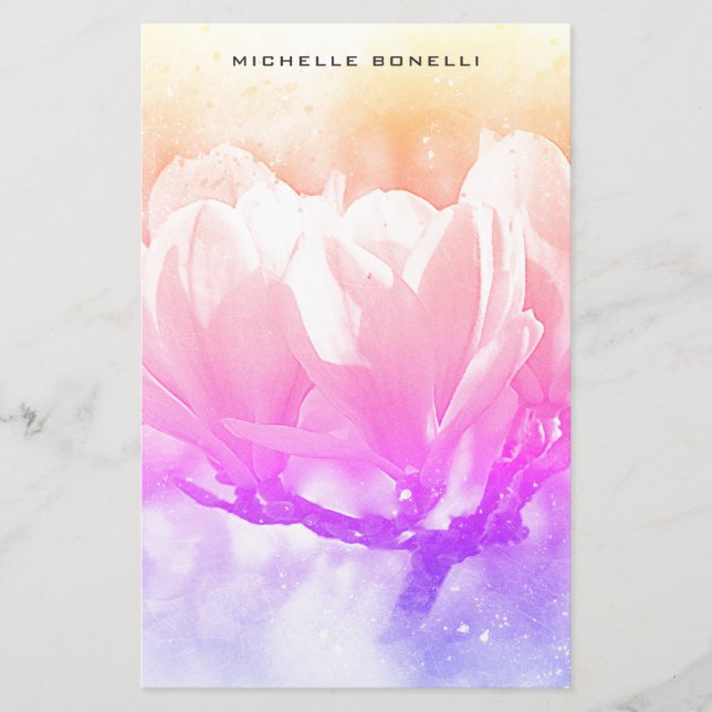 Plain Minimalist Professional Flower Design Stationery (Front)
