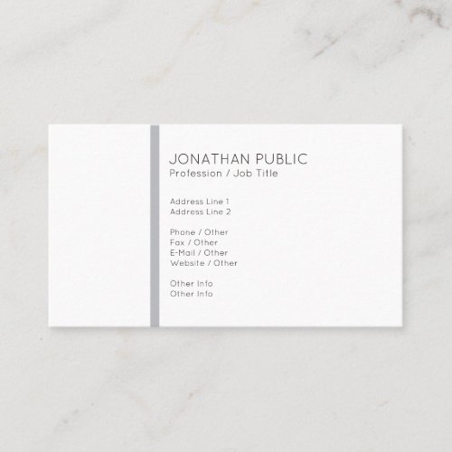 Plain Minimalist Professional Modern Grey White Business Card