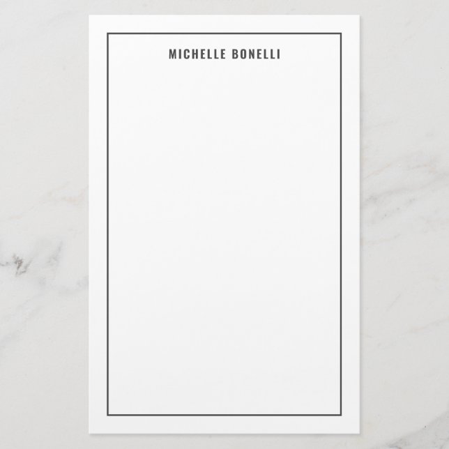 Plain Minimalist Professional Modern Stationery (Front)