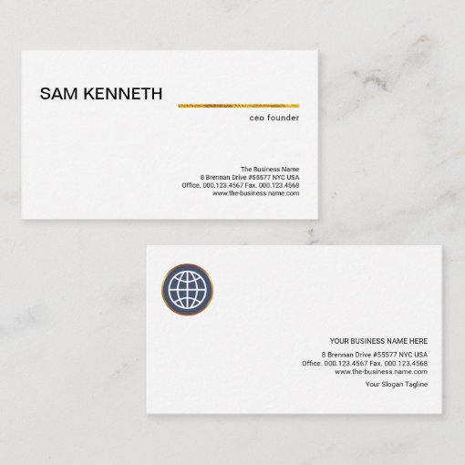 Plain Minimalist Simple Gold Line Founder CEO Business Card | Zazzle
