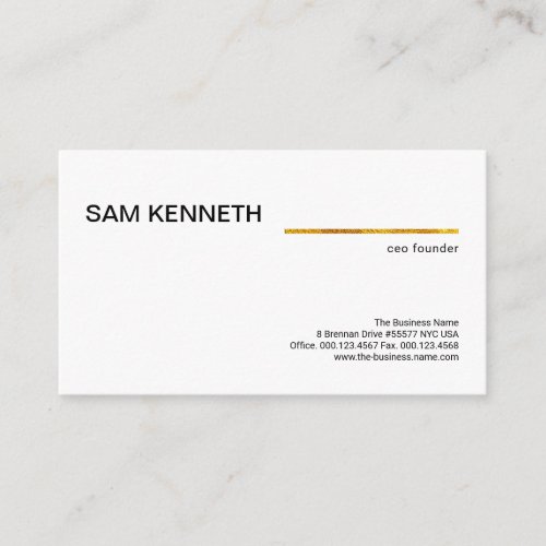 Plain Minimalist Simple Gold Line Founder CEO Business Card