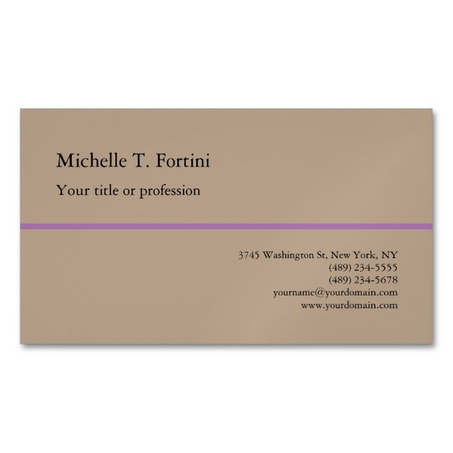 Plain Minimalist Simple Modern Business Card Magnet (Front)