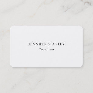 Plain Minimalist White Professional Elegant Business Card