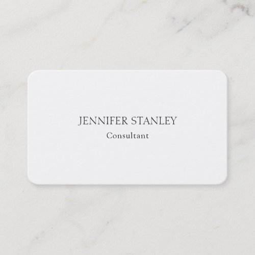 Plain Minimalist White Professional Elegant Business Card