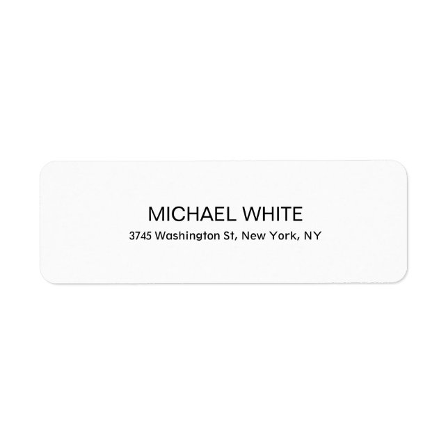 Plain Modern Black & White Minimalist  Label (Front)