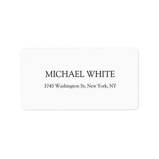 Plain Modern Black & White Minimalist Label (Front)