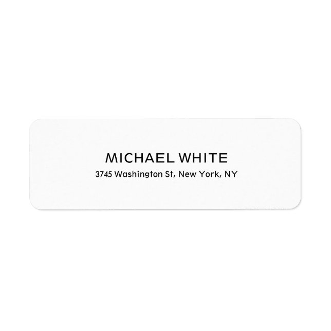 Plain Modern Black White Minimalist Legible Label (Front)