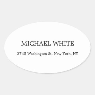 Plain Modern Black & White Minimalist Oval Sticker