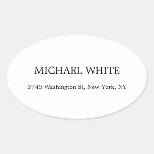 Plain Modern Black  White Minimalist Oval Sticker