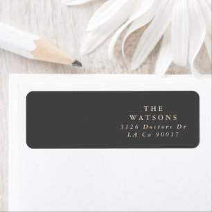 Plain Modern Charcoal Cream Grey Return Address Label
