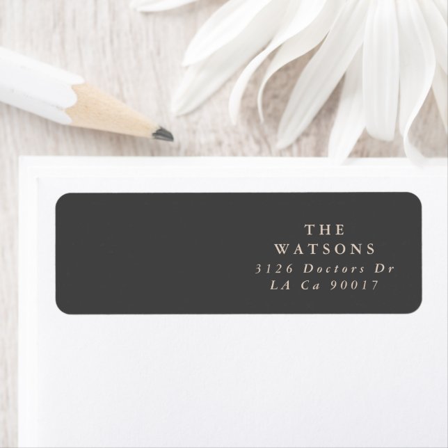 Plain Modern Charcoal Cream Grey | Return Address Label (Insitu)