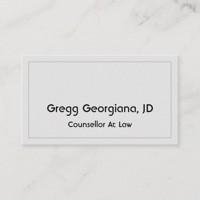 Plain & Modern Counsellor At Law Business Card (Front)
