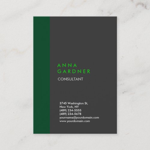 Plain Modern Elegant Grey Green Stripe Minimalist Business Card