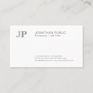 Plain Modern Elegant Monogram Chic Black White Business Card