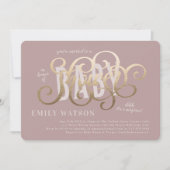 Plain Modern Gold White PINK Text Baby Shower Invitation (Front)