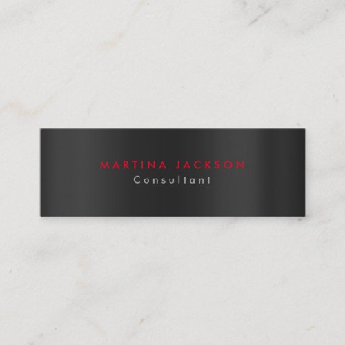 Plain Modern Gray Black Red Minimalist Original Mini Business Card