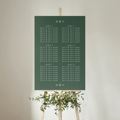 Plain Modern Greenery Wedding Seating Chart