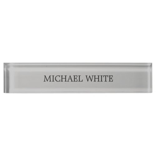 Plain Modern Grey Minimalist Desk Name Plate