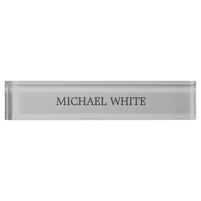 Plain Modern Grey Minimalist Desk Name Plate (Front)