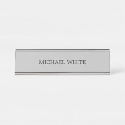 Plain Modern Grey Minimalist Desk Name Plate