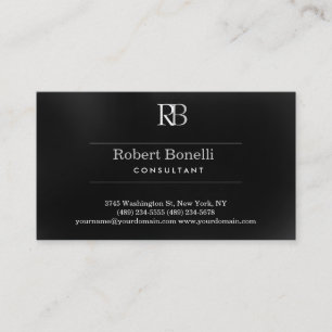 Plain Modern Grey Monogram Business Card