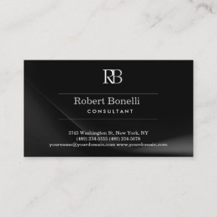 Plain Modern Grey Monogram Business Card