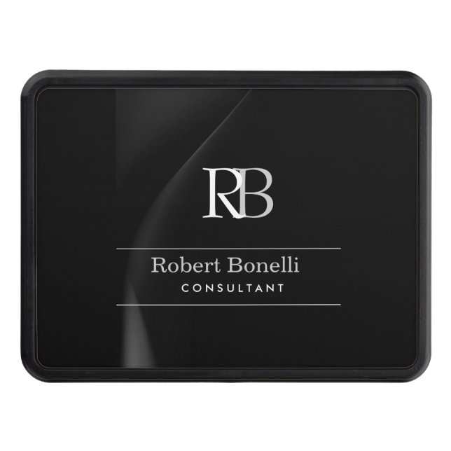 Plain Modern Grey Monogram Initials Name  Hitch Cover (Front)