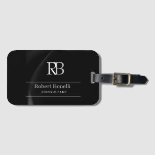 Plain Modern Grey Monogram Initials Name Luggage Tag