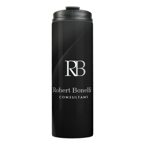 Plain Modern Grey Monogram Initials Name  Thermal Tumbler