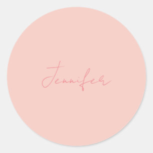 Plain Modern Handwriting Your Name Classic Round Sticker