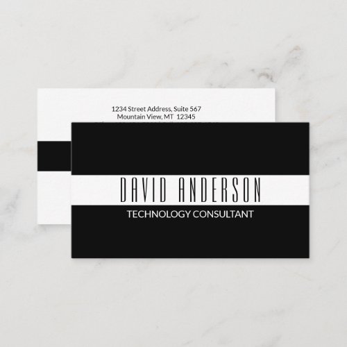 Plain Modern Minimalist Black White Stripe Elegant Business Card