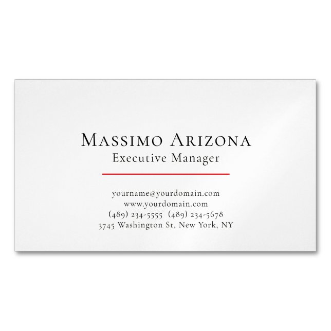 Plain Modern Minimalist  Business Card Magnet (Front)