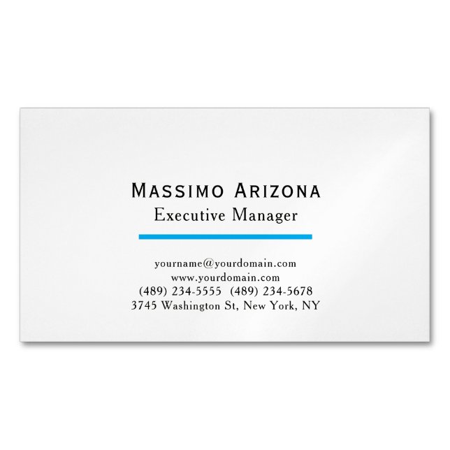 Plain Modern Minimalist Customizable Personal Business Card Magnet (Front)