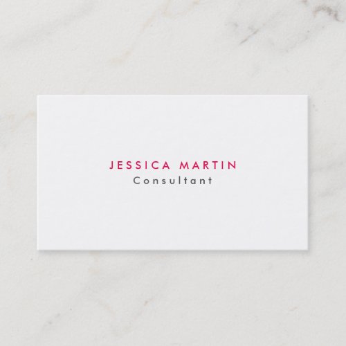 Plain Modern Minimalist Feminine Gray White Pink Business Card