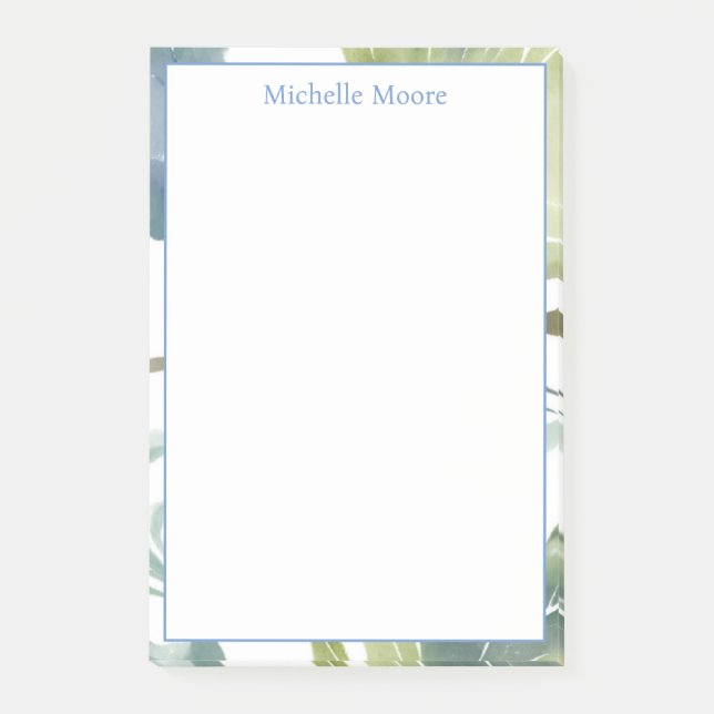 Plain Modern Minimalist Name Floral Post-it Notes (Front)
