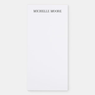 Plain Modern Minimalist Name Magnetic Notepad