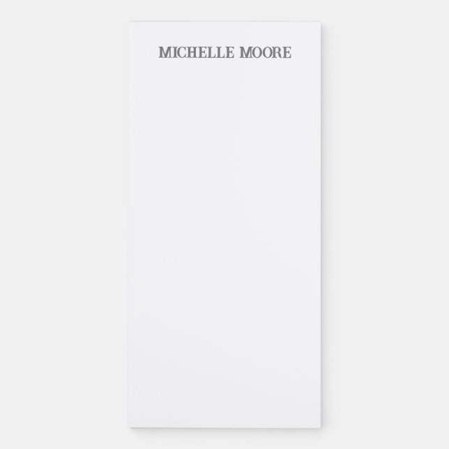 Plain Modern Minimalist Name Magnetic Notepad (Front)