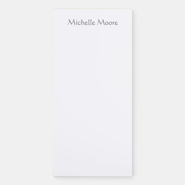 Plain Modern Minimalist Name Personalized Magnetic Notepad (Front)