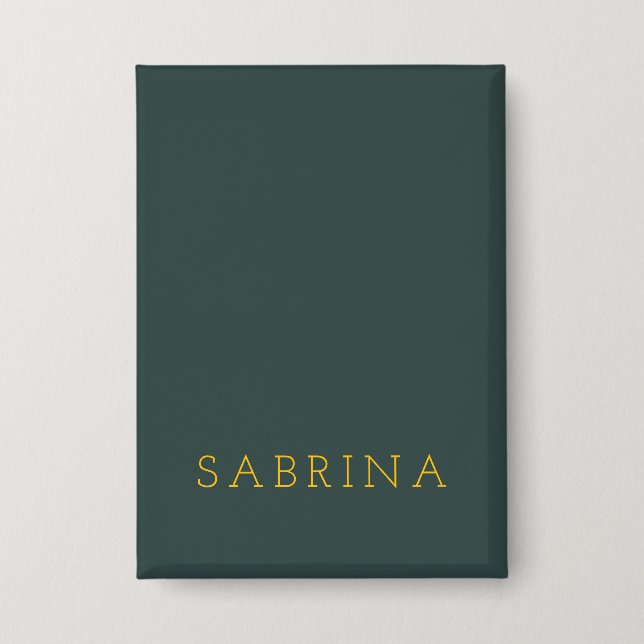 Plain Modern Minimalist Own Name Dusty Green Button (Front)
