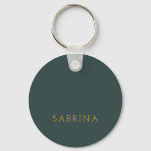 Plain Modern Minimalist Own Name Dusty Green Keychain