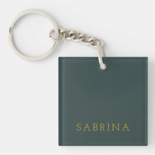 Plain Modern Minimalist Own Name Dusty Green Keychain