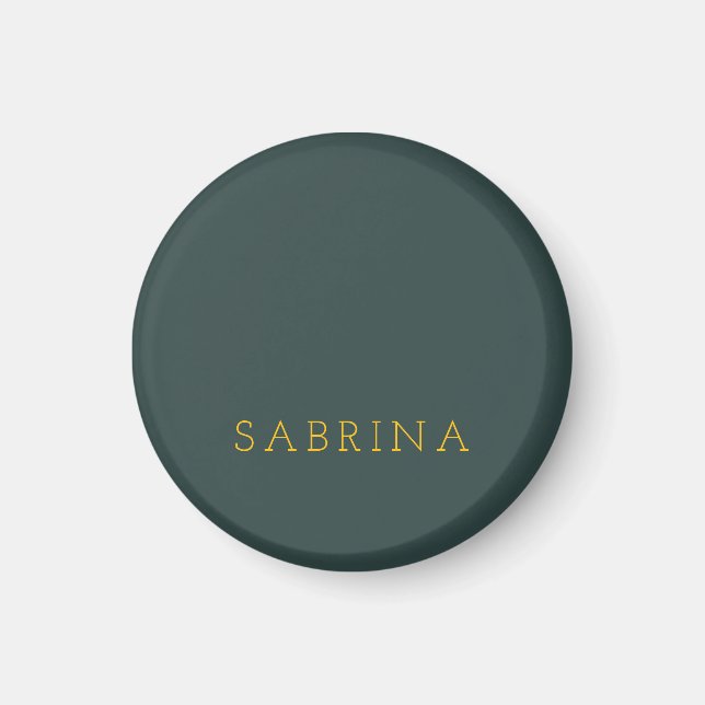 Plain Modern Minimalist Own Name Dusty Green Magnet (Front)