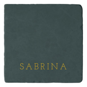 Plain Modern Minimalist Own Name Dusty Green Trivet