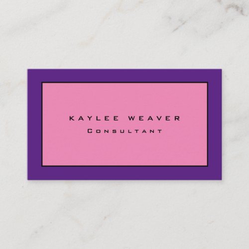 Plain Modern Minimalist Professional Pink Purple Business Card