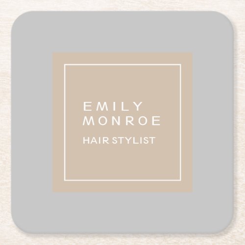 Plain Modern Minimalist Your Name Pastel Color Square Paper Coaster