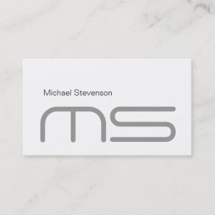 Plain Modern Monogram Gray White Business Card