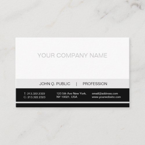 Plain Modern Professional Black White Grey Matte Business Card